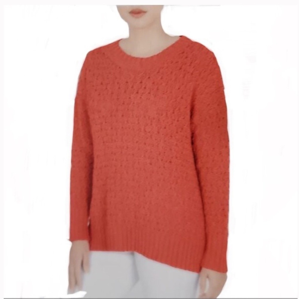 SEVEN7 Chenille Sweater Size Medium Hibiscus Coral Textured NWT
